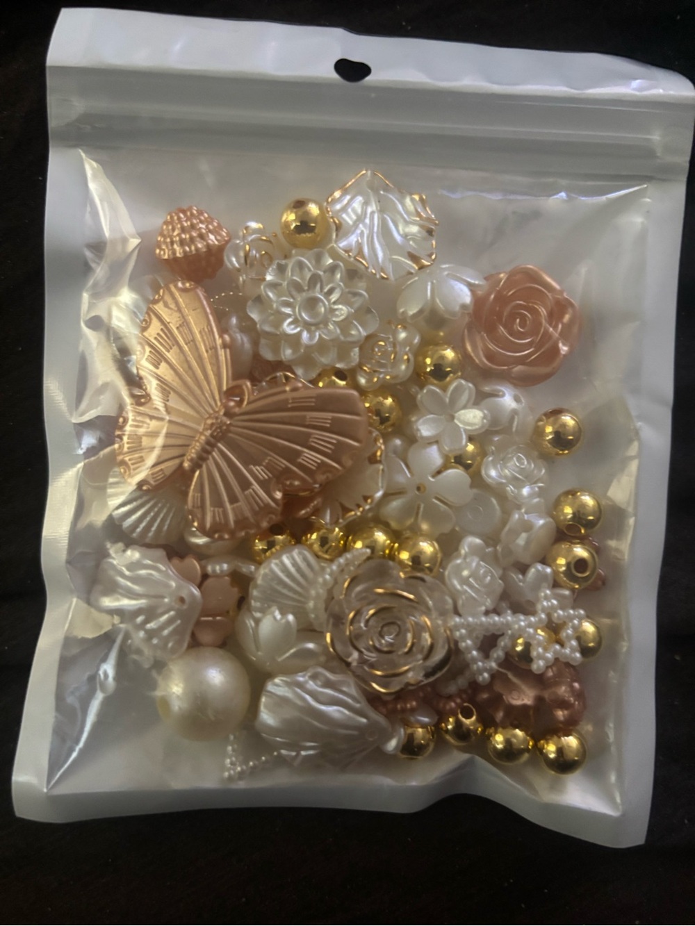 Pearl & Gold Floral Mix Embellishments Pack